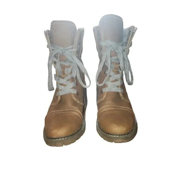 Roxy Wander Boots Women Size 8.5 Brown On Faux Leather & Fur Trim Lace Up - Picture 3 of 10